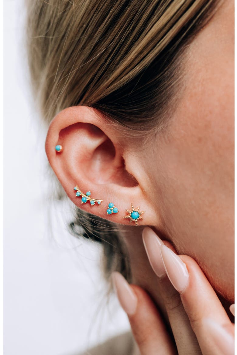 Micro Turquoise Starburst Single Stud Earring, Alternate, color, TURQUOISE/ AQUA