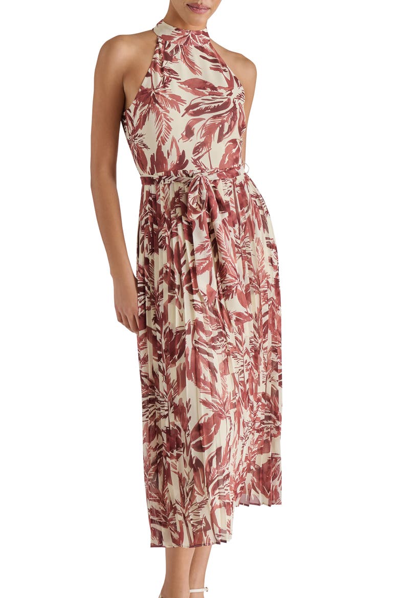 Rosemary Leaf Print Pleated Dress, Alternate, color, RIO PRINT