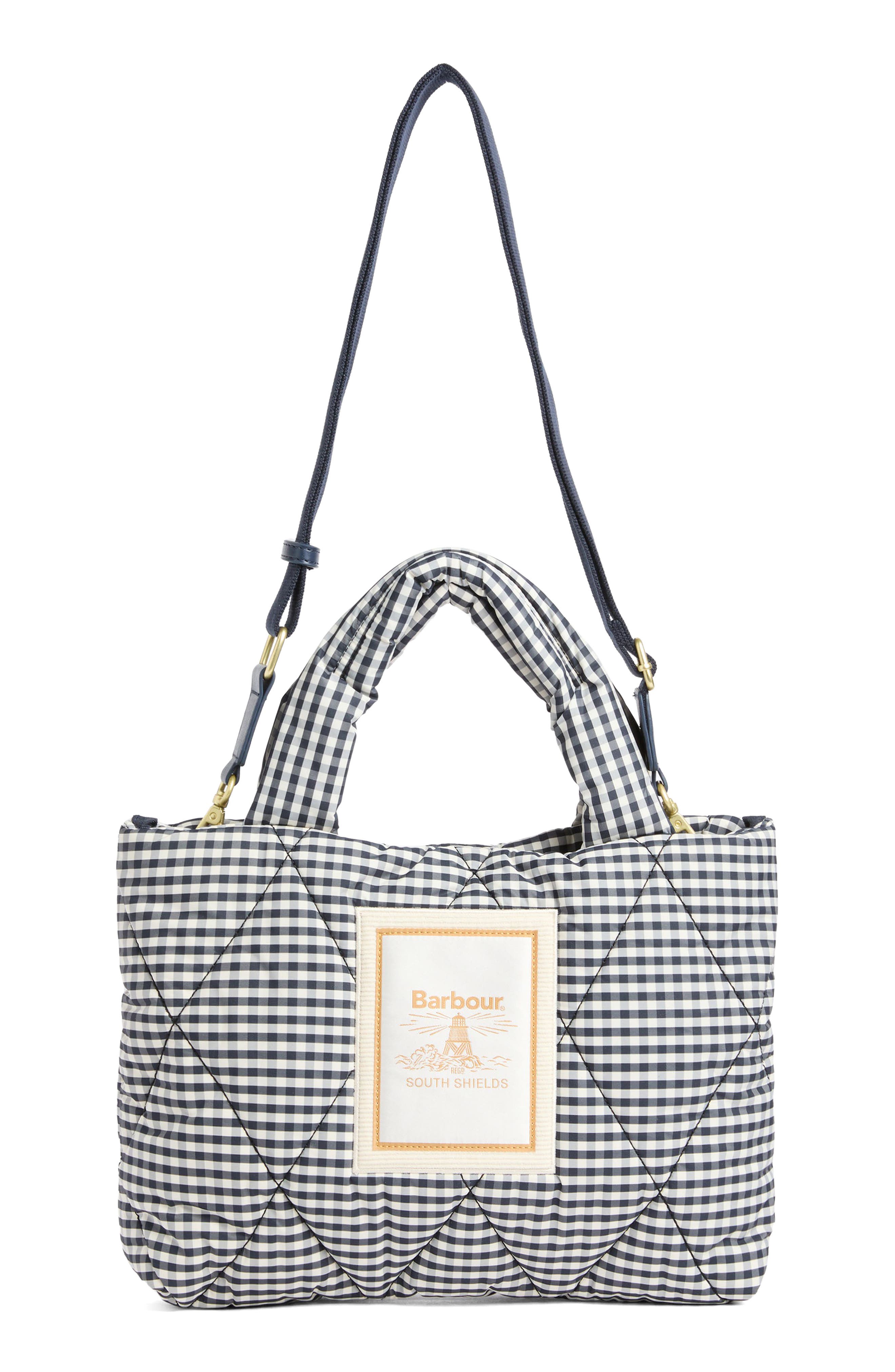 Barbour Mini Riah Gingham Diamond Quilted Tote, Main, color, Gingham Check