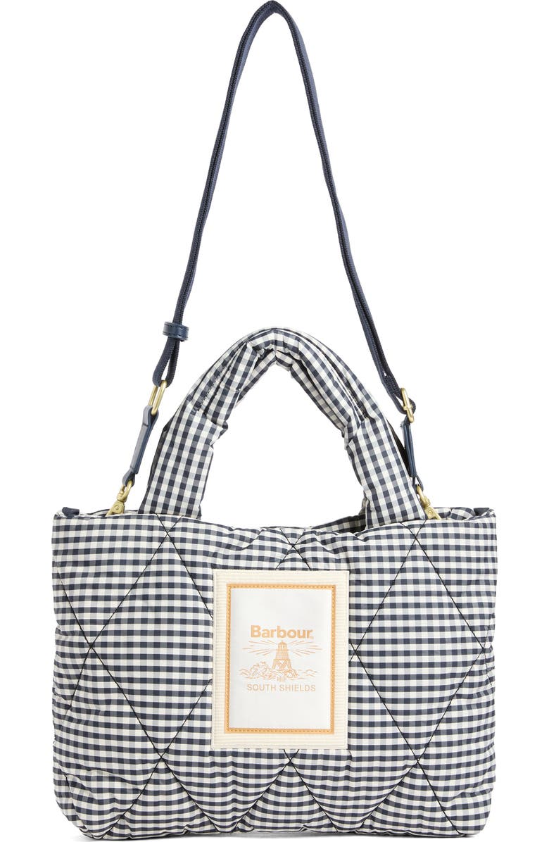 Barbour Mini Riah Gingham Diamond Quilted Tote, Main, color, Gingham Check