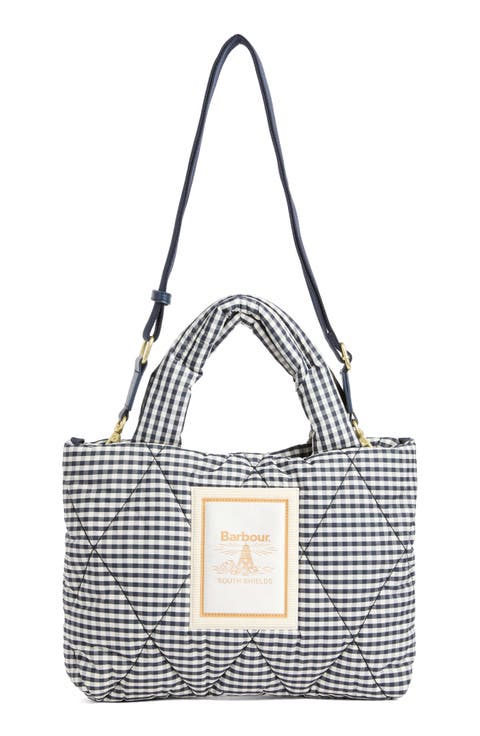 Mini Riah Gingham Diamond Quilted Tote