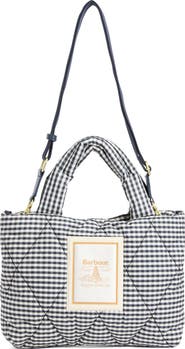 Barbour Mini Riah Gingham Diamond Quilted Tote