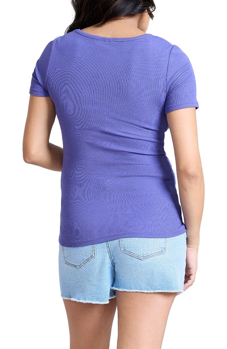 MOTHERHOOD MATERNITY Square Neck Rib Knit Short Sleeve Top, Alternate, color, Skipper Blue