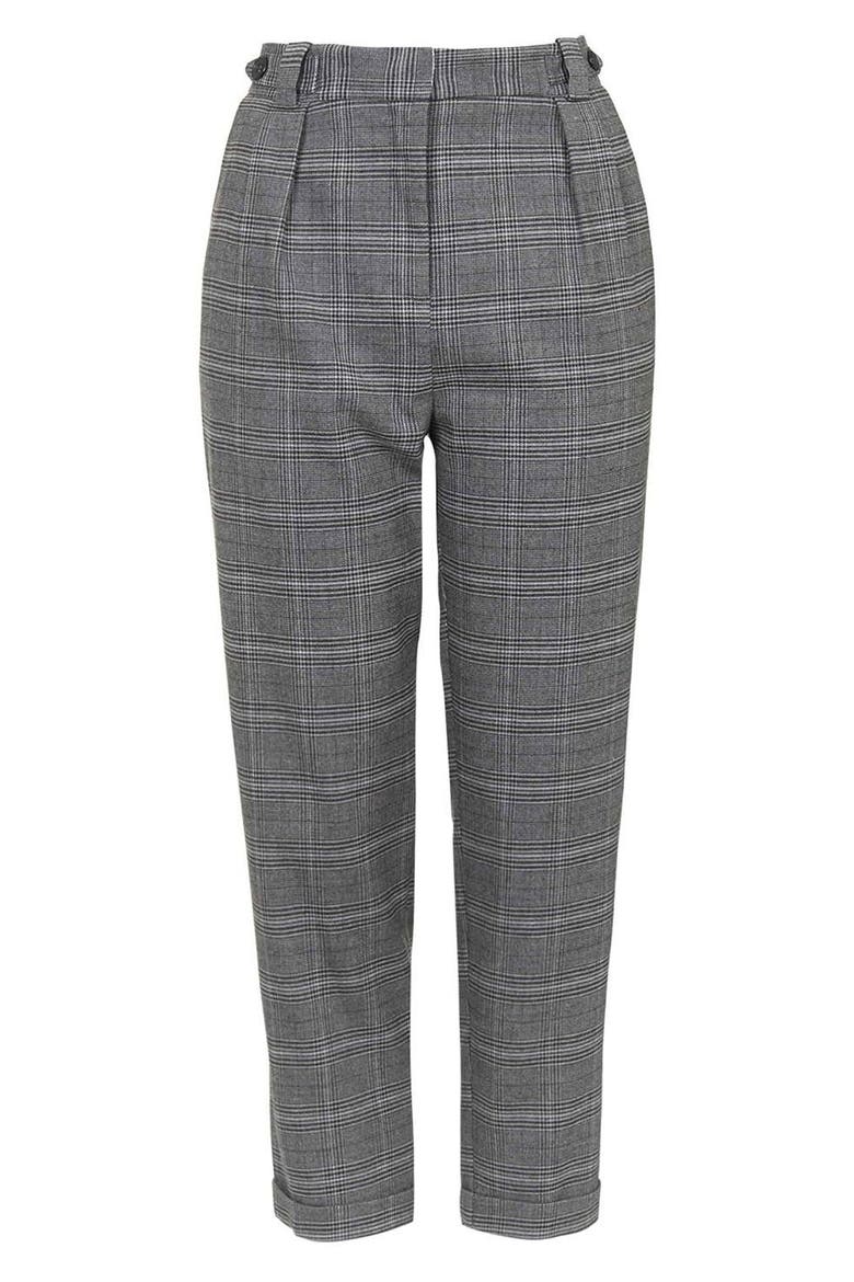 Check Crop Pants, Alternate, color, GREY
