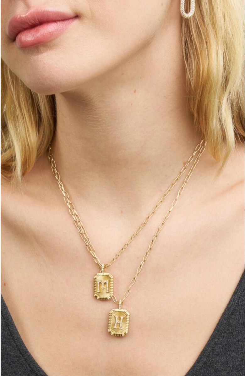 Stella & Dot Heirloom Initial Pendant Necklace, Alternate, color, Gold-T