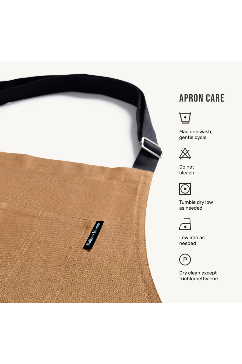 Everyday Linen Apron, Alternate, color, Brown / Black