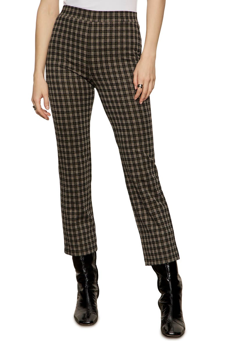 Carnaby Metallic Plaid Mid Rise Crop Pants, Main, color, SHINE ON