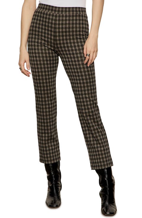 Carnaby Metallic Plaid Mid Rise Crop Pants