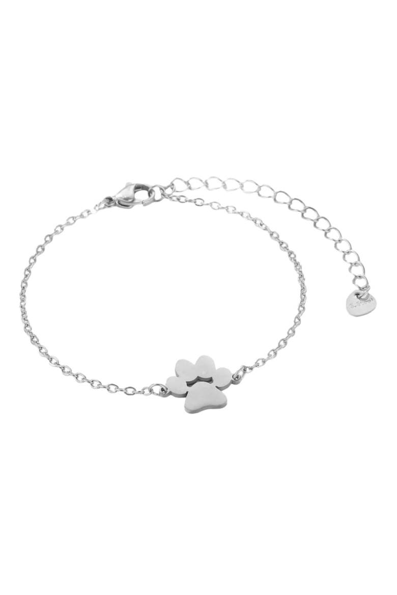 PurePaw Link Chain Paw Cutout Charm Bracelet, Main, color, Silver