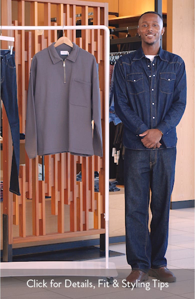 Oversize Long Sleeve Quarter Zip Polo, sales video thumbnail