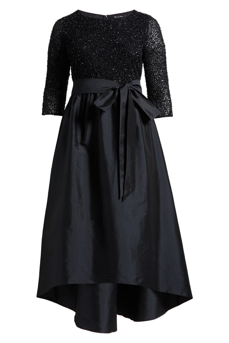 Sequin Bodice Taffeta Gown, Alternate, color, BLACK 001