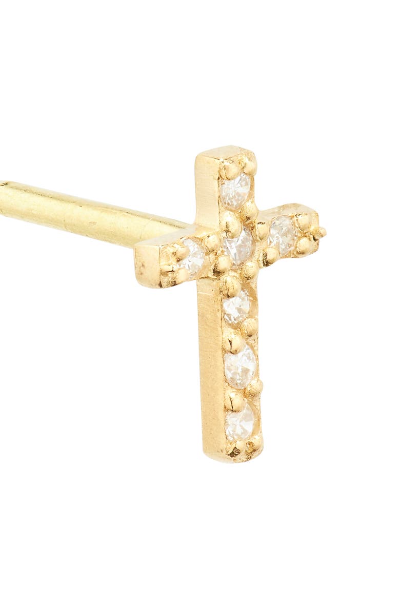 Bony Levy 18K Yellow Gold Petite Diamond Cross Stud Earrings - 0.05 ctw, Alternate, color, Rd0.05 18Kyg