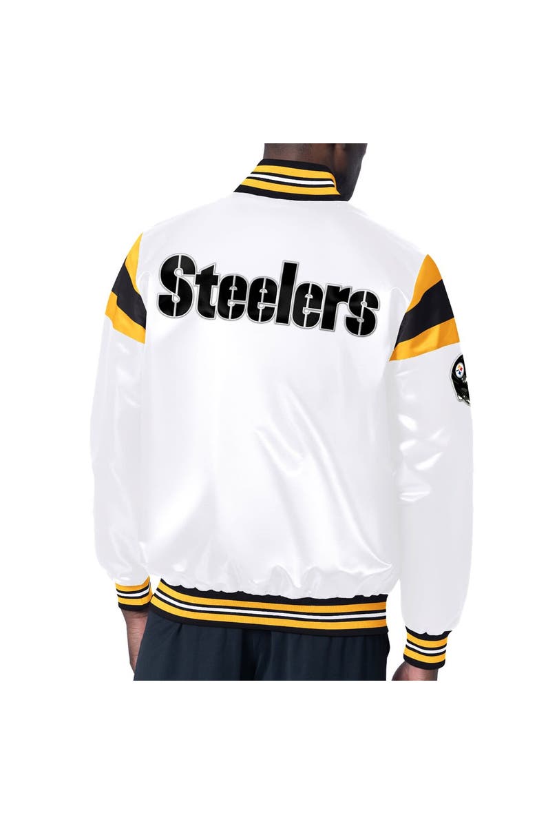 STARTER Men's Starter White Pittsburgh Steelers Satin Full-Snap Varsity Jacket, Alternate, color,