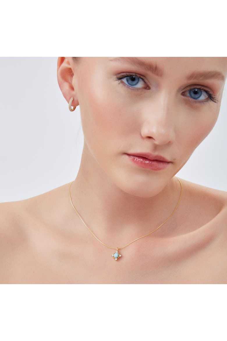 Blue Moonstone Sterling Silver Pendant Necklace With Fine Italian Chain, Alternate, color, Gold