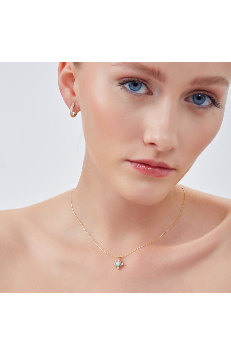 Spero London Blue Moonstone Sterling Silver Pendant Necklace With Fine Italian Chain, Alternate, color, Gold