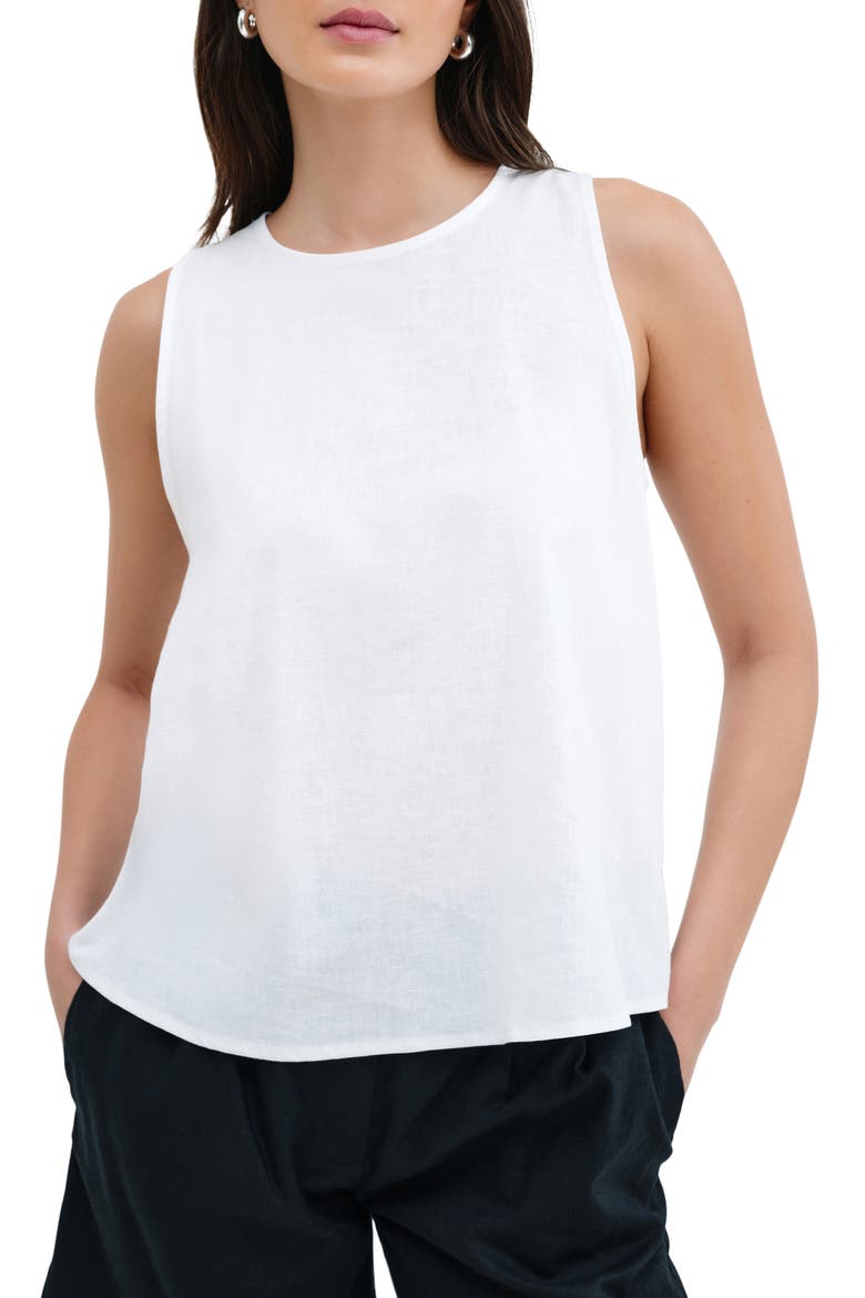 Mckinley Sleeveless Linen & Cotton Top, Main, color, WHITE