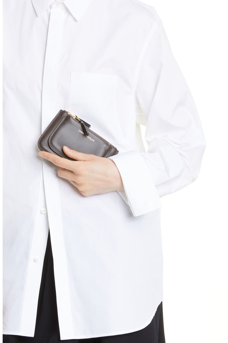 Outside Pocket Two-Compartment Leather Wallet, Alternate, color, BROWN