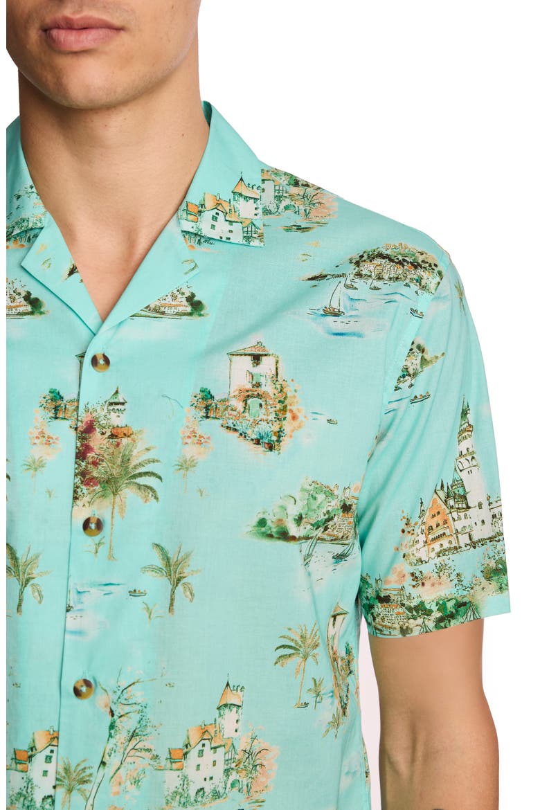 Island Print Camp Shirt, Alternate, color, GREEN SUMMER ISLAND