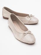 Forever & Always Shoes Copos Leather Bow Cap Toe Ballet Flat