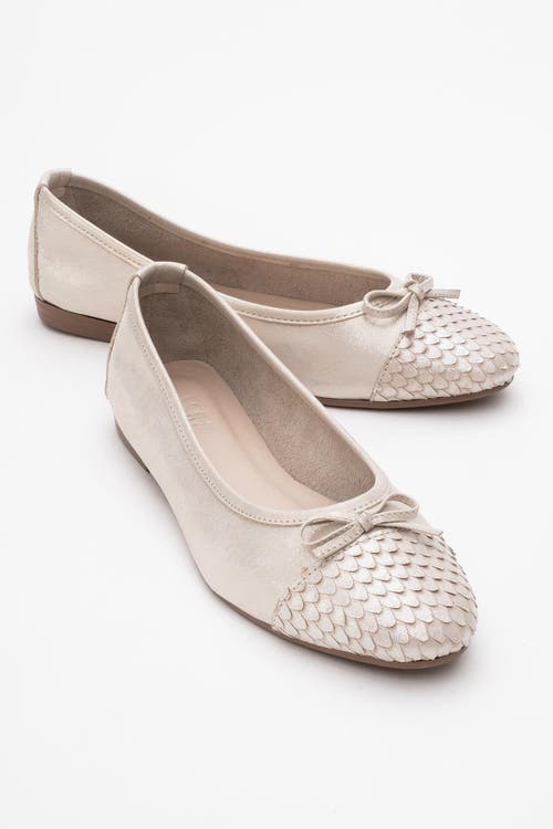 Forever & Always Shoes Copos Leather Bow Cap Toe Ballet Flat in Beige at Nordstrom, Size 5.5
