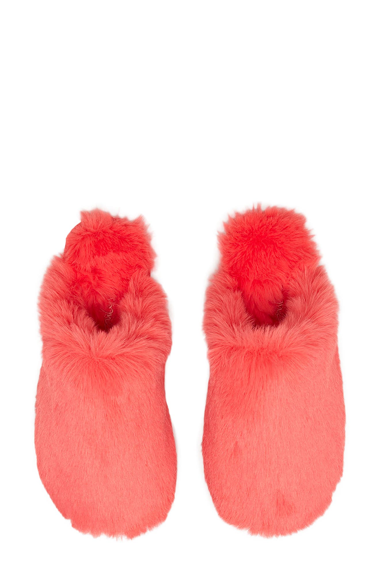 Cozy Faux Fur Slipper, Alternate, color, CORAL