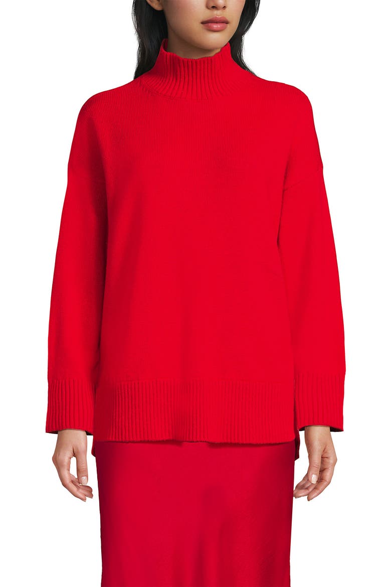 Dweller Split Hem Turtleneck Sweater, Alternate, color, Compass Red