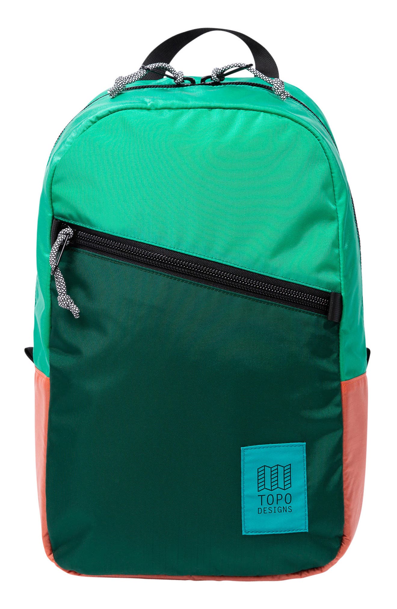 Water Repellent Light Backpack, Main, color, MINT/ FOREST/ CORAL