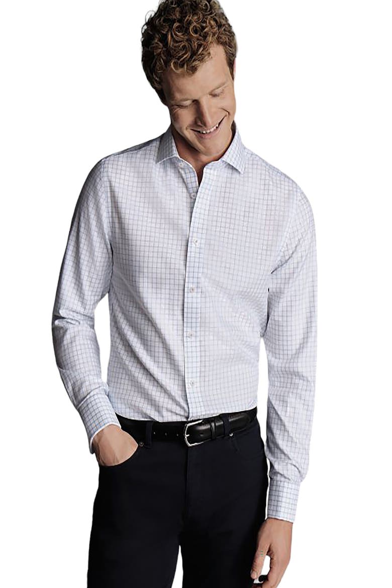 Slim Fit Non-Iron Grid Dress Shirt, Main, color, CORNFLOWER BLUE