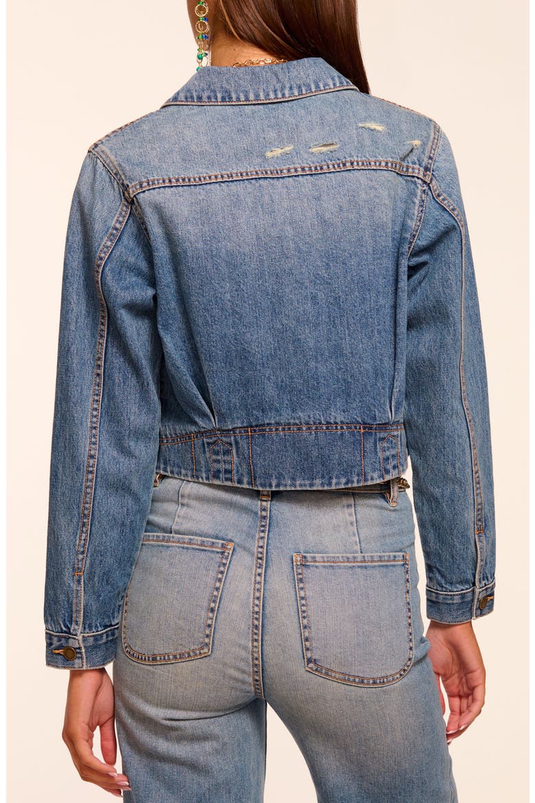 Jannah Crop Nonstretch Denim Jacket, Alternate, color, DISTRESSED VINTAGE WASH