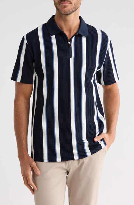 Textured Vertical Stripe Polo