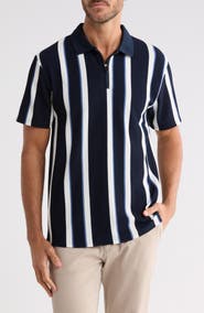 DENIM AND FLOWER Textured Vertical Stripe Polo