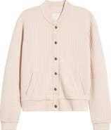 Caslon® Quilted Cotton Bomber Jacket