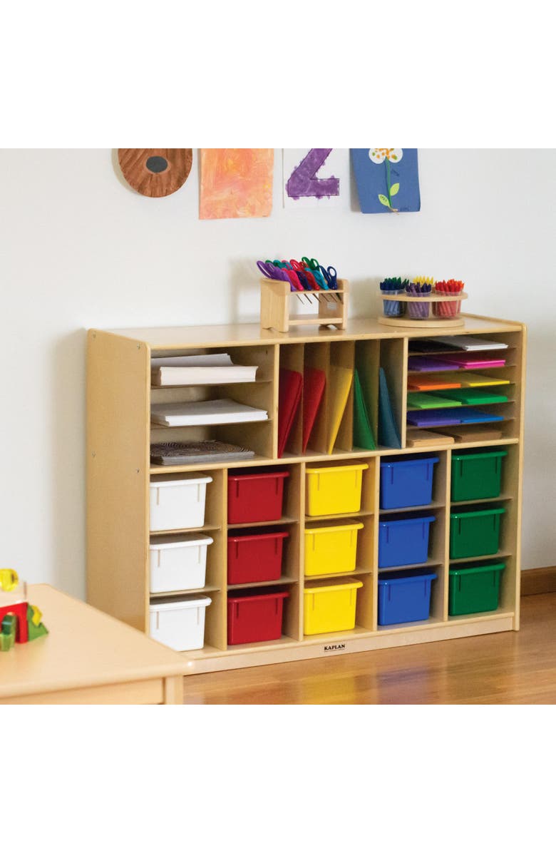 Kaplan Early Learning Company Storage Bins with Lids - Set of 5, Alternate, color, White