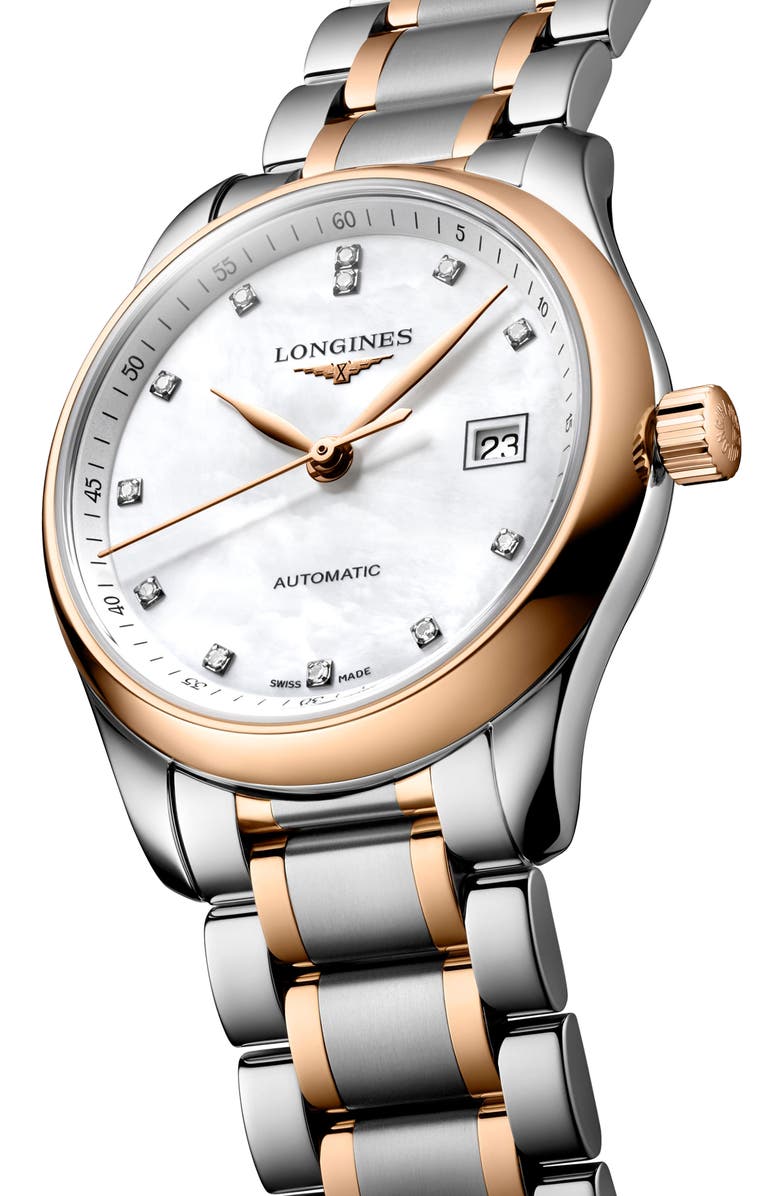 Longines Master Automatic Diamond Bracelet Watch, 29mm, Alternate, color, 