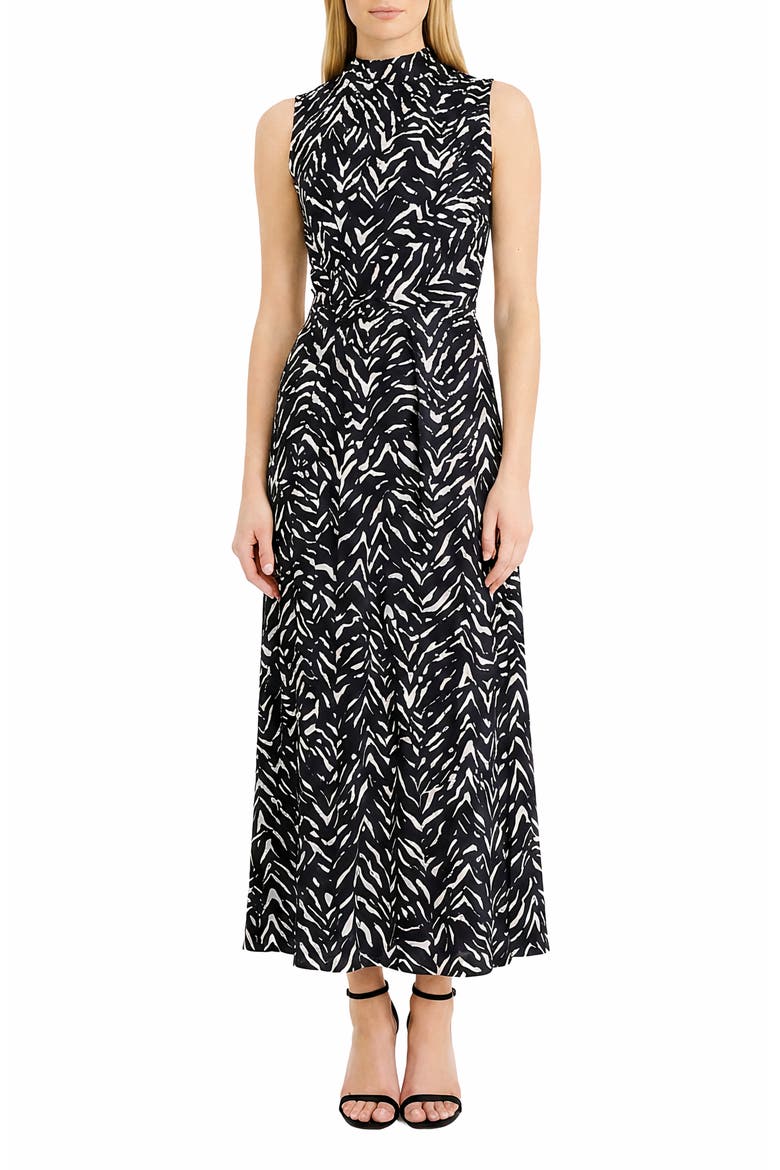 Inverted Streaks Sleeveless A-Line Dress, Main, color, VANILLA/ MIDNIGHT