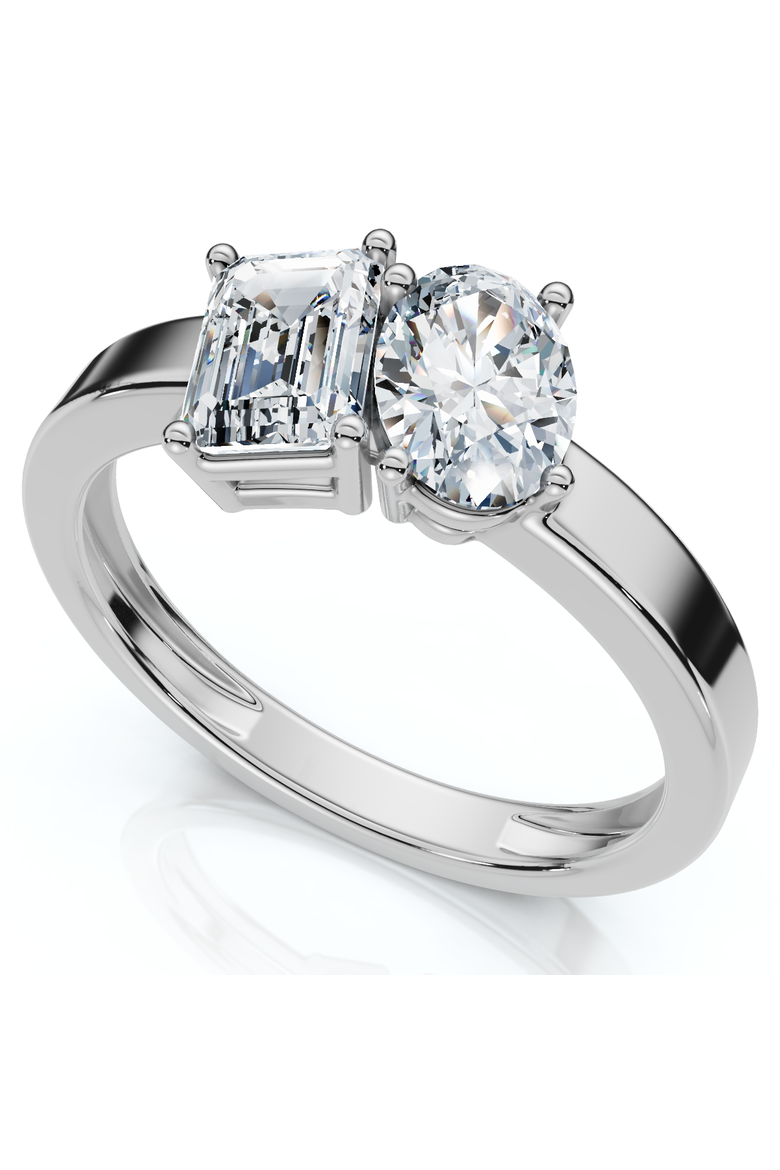 Toi Et Moi 1ct Diamond Ring 14k Gold Lab Grown, Alternate, color, 14k White Gold