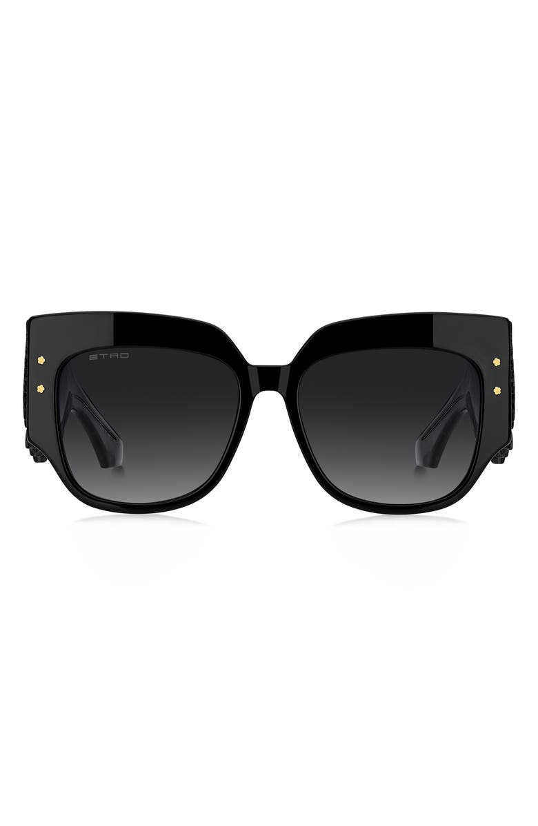 Etro Blossom 54mm Square Sunglasses, Main, color, Black/ Dark Grey Sf