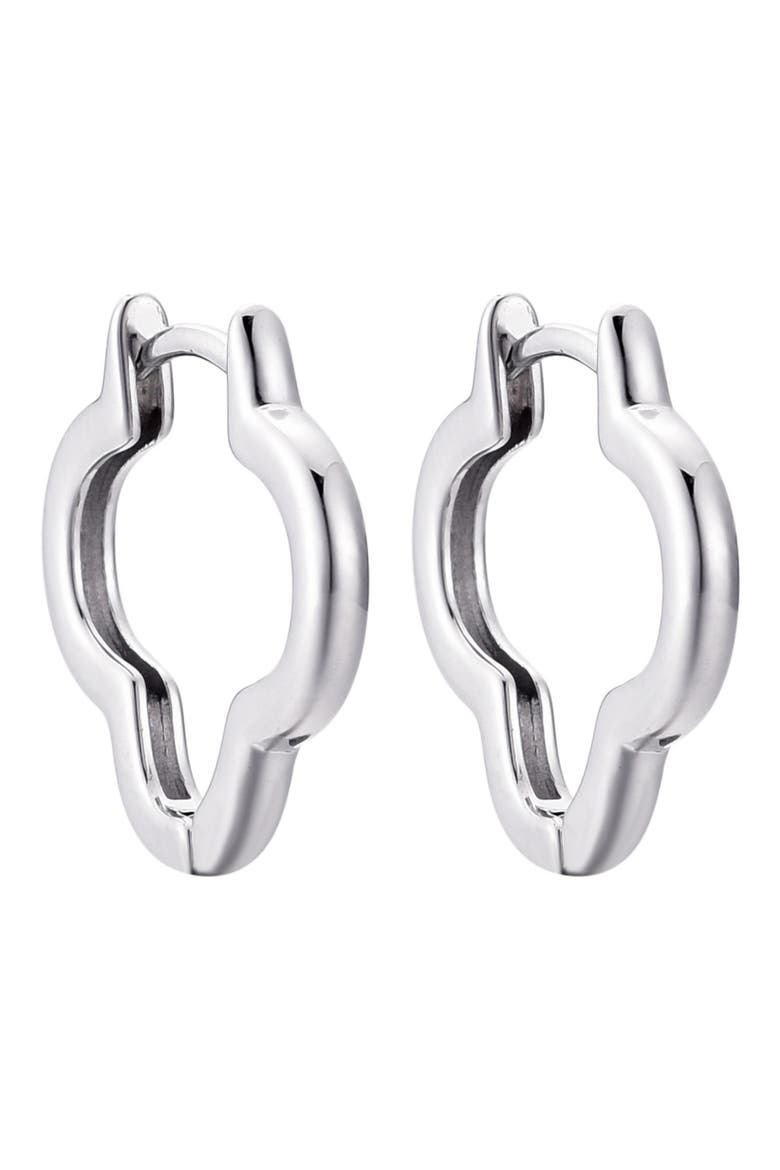 Clover Hoop Earrings, Alternate, color, SILVER