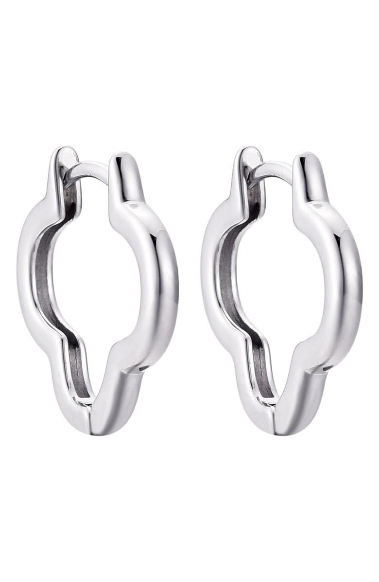 Adornia Clover Hoop Earrings, Alternate, color, Silver