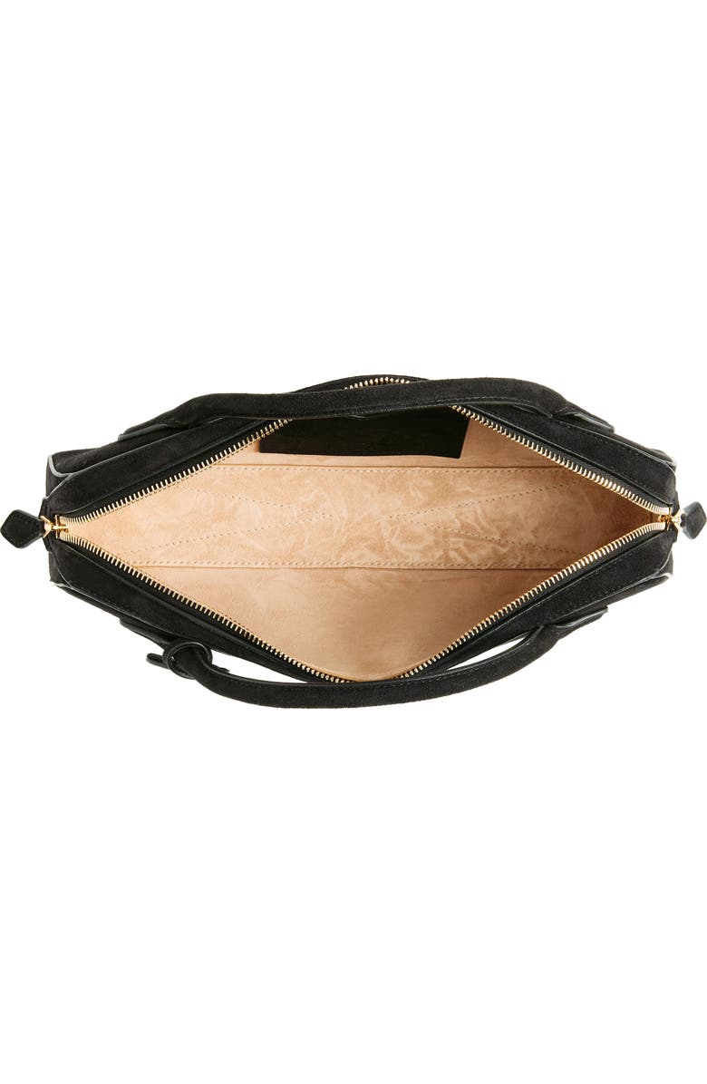 Alaïa Le Teckel Suede East/West Clutch, Alternate, color, Noir