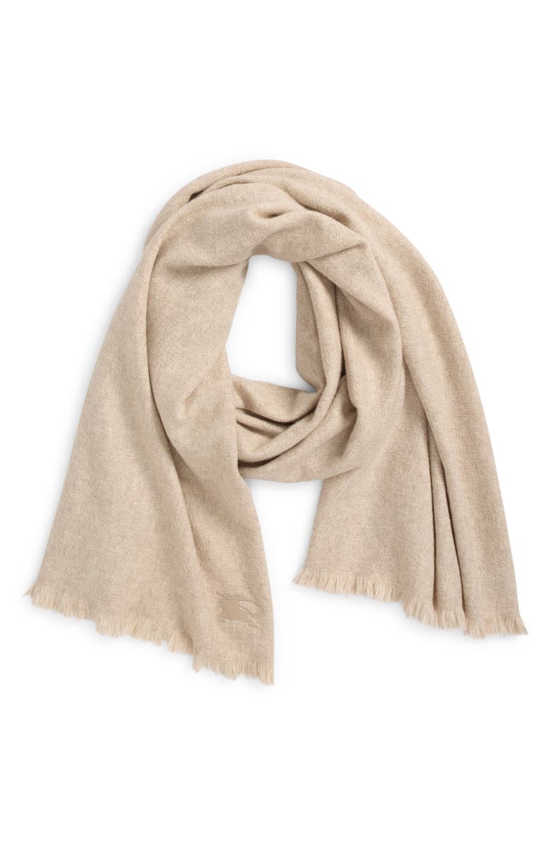 Burberry Equestrian Knight Design Cashmere Fringe Scarf, Alternate, color, 