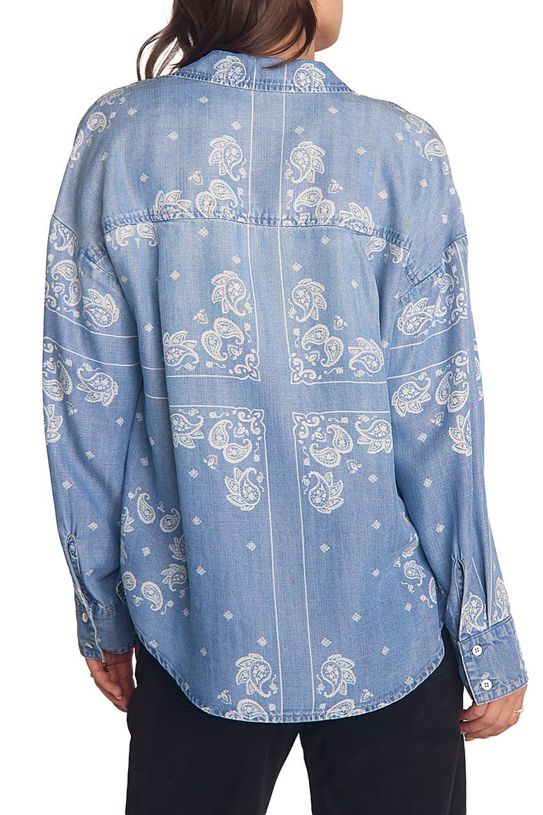 Boyfriend Paisley Oversize Denim Button-Up Shirt, Alternate, color, BANDANA WASH