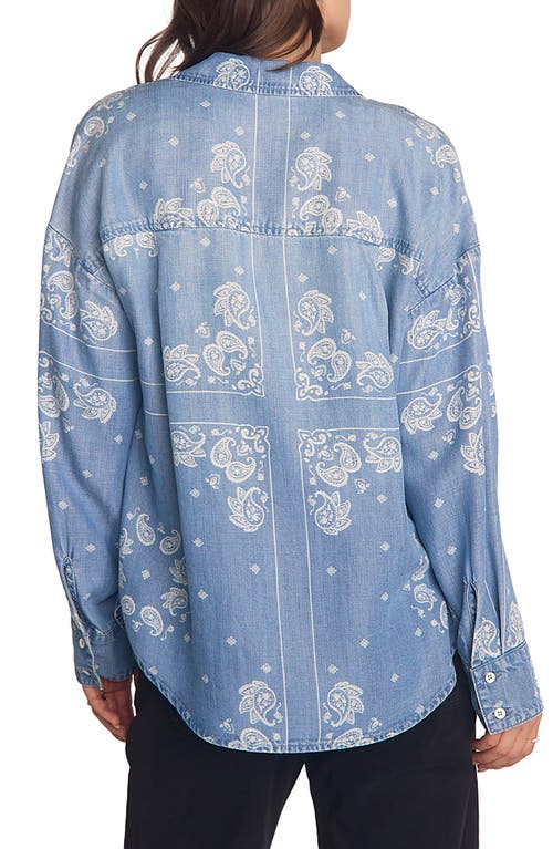 Bella Dahl Boyfriend Paisley Oversize Denim Button-up Shirt In Blue