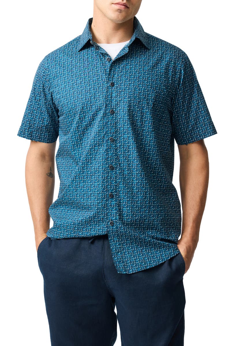 Rodd & Gunn Keystone Print Short Sleeve Button-Up Shirt, Main, color,