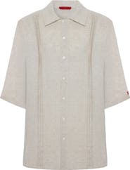 PCFG Daydreamers Short Sleeve Linen Shirt With Stitch Detail