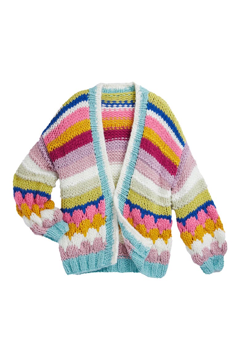 Rainbow Bubble Cardigan, Alternate, color, PINK MULTI