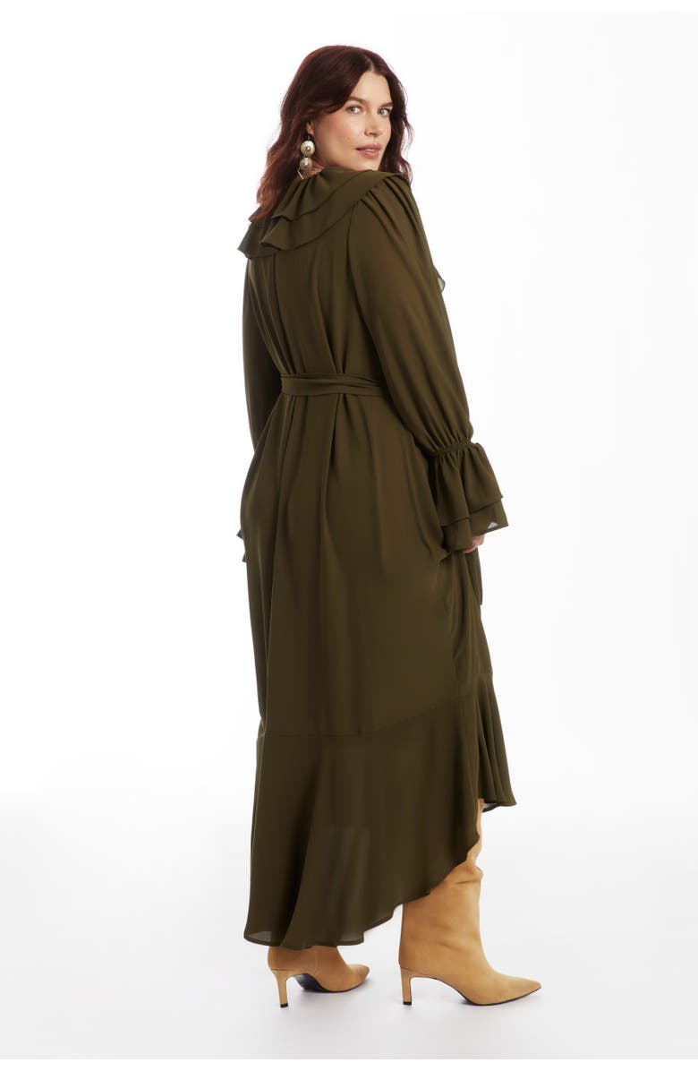 June + Vie Cascading Ruffle Maxi Dress, Alternate, color, Forest Night