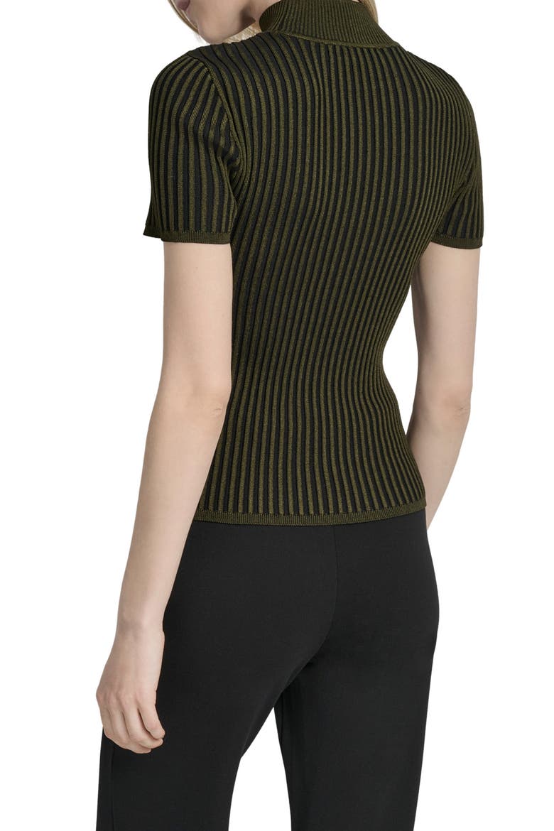 Mock Neck Knit Top, Alternate, color, DARK OLIVE/ BLACK