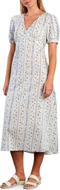 Billy T Sunbeam Print Puff Sleeve Midi Dress