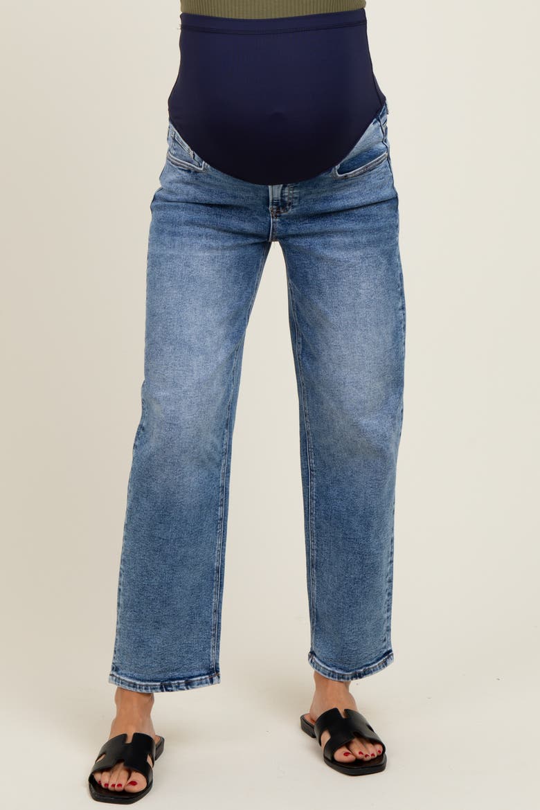 Slim Ankle Barrel Leg Maternity Jeans, Alternate, color, Blue